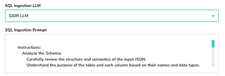 SQL Ingestion Settings
