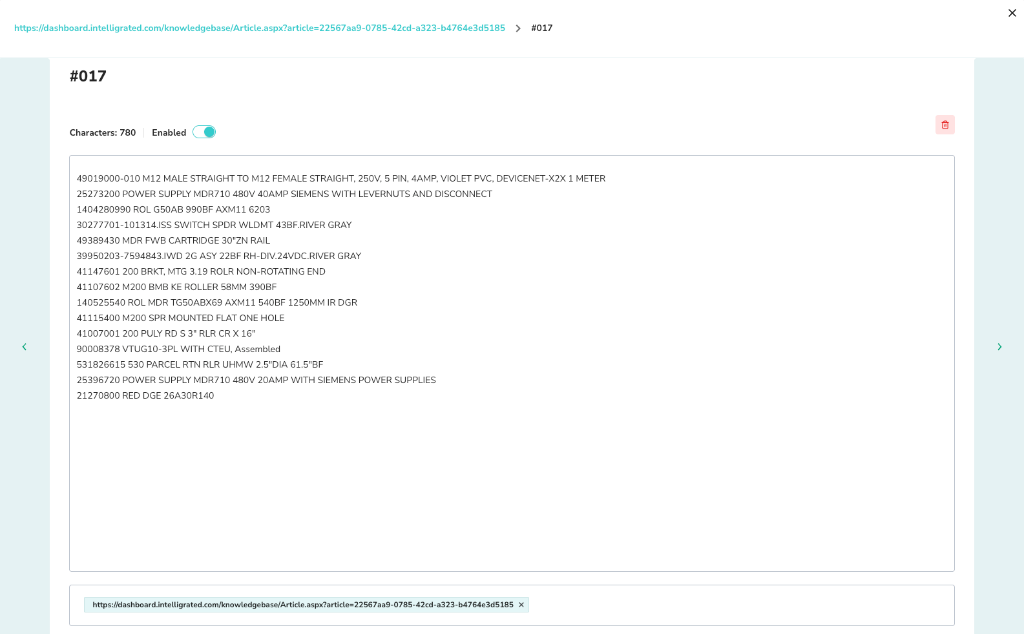 URL Chunk Detail View