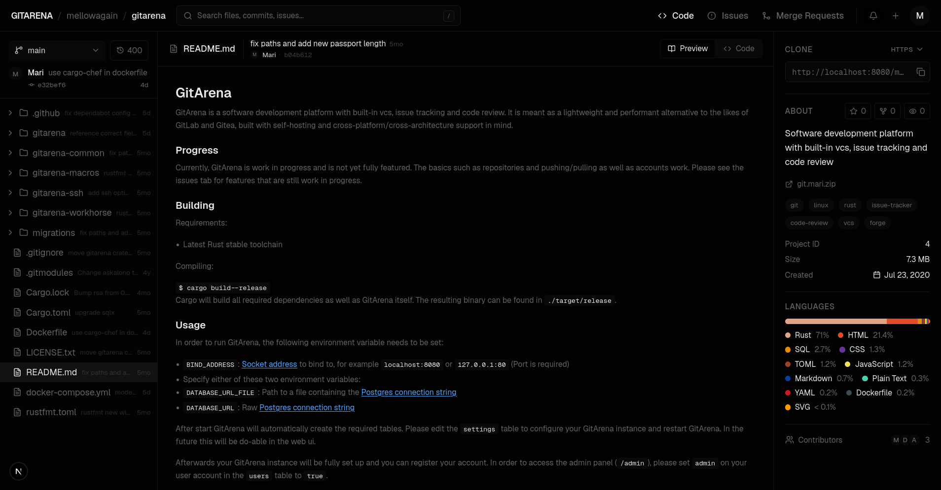 GitArena repository view