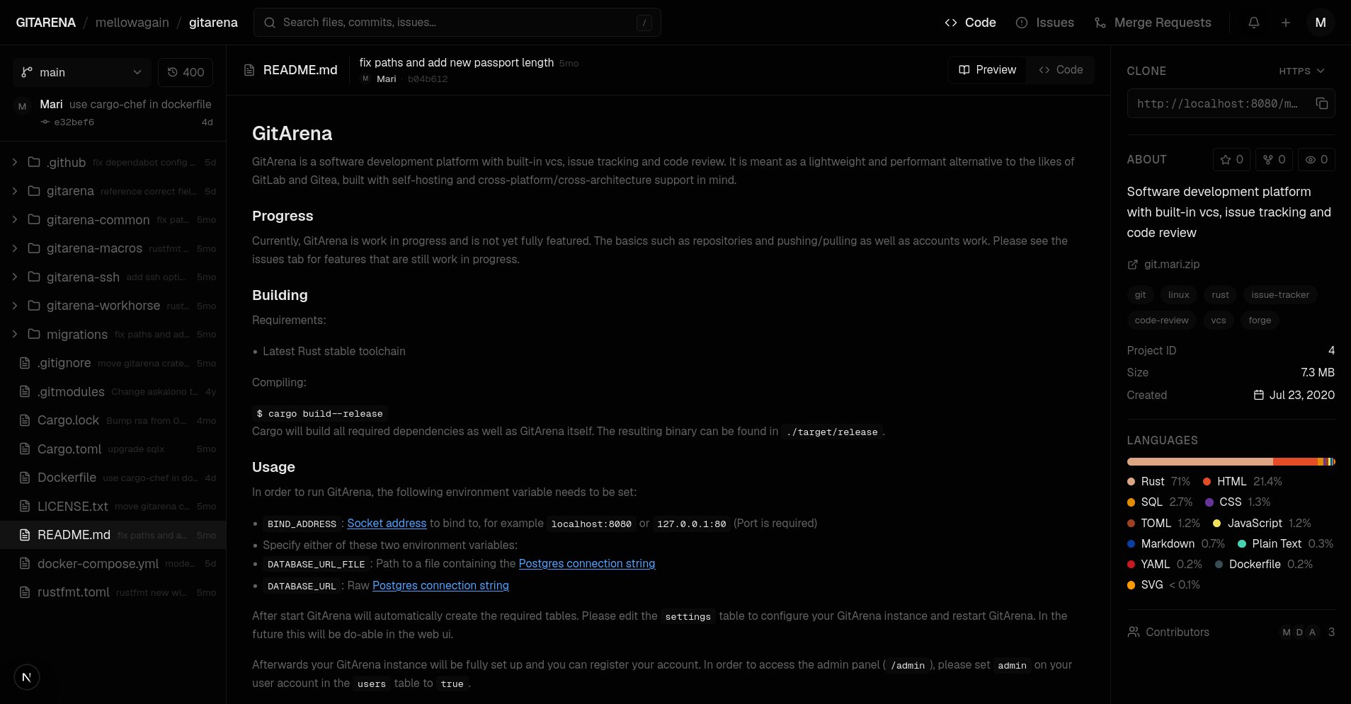 GitArena repository view
