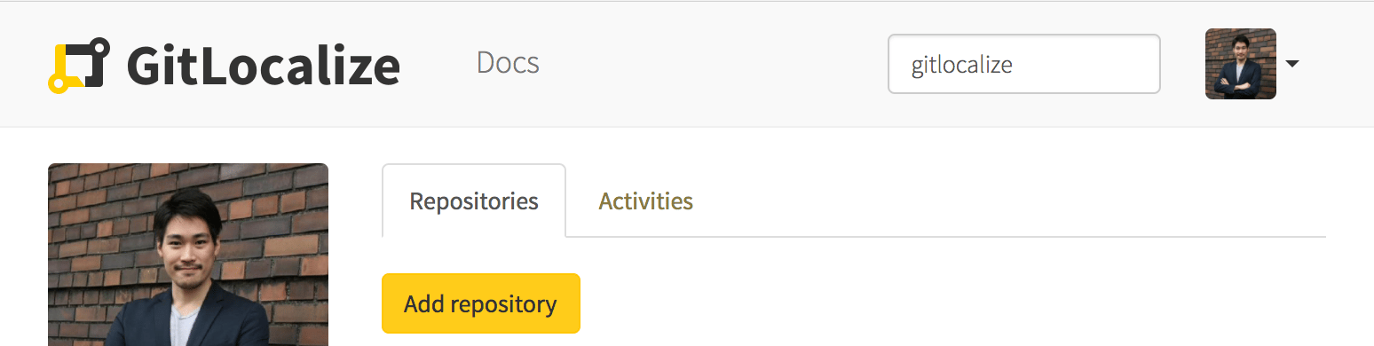 The GitLocalize search bar