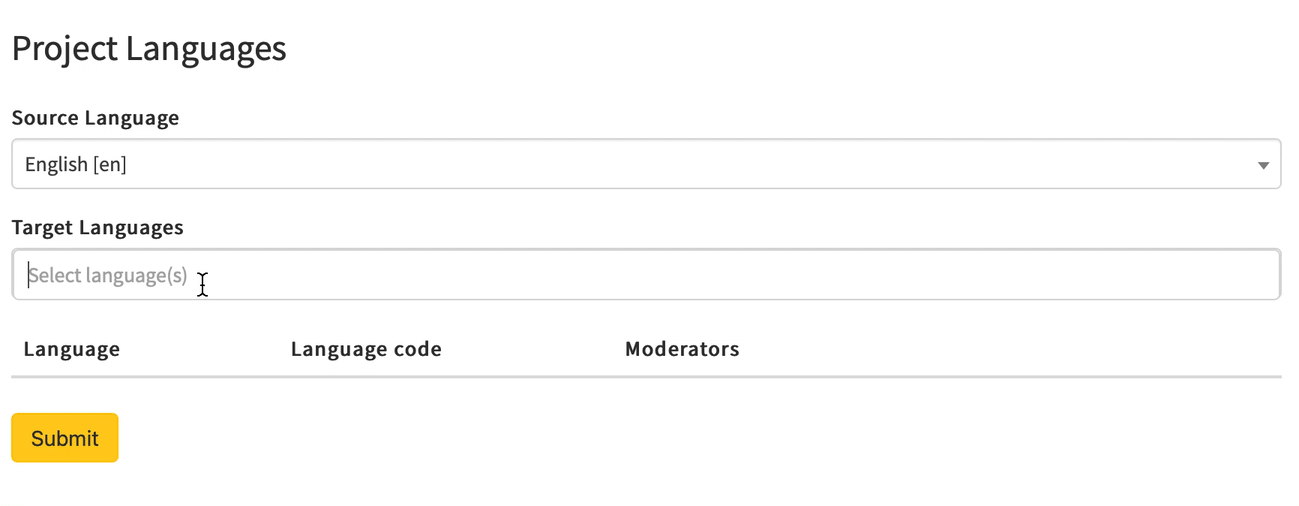 Setting custom language codes in Manage Languages