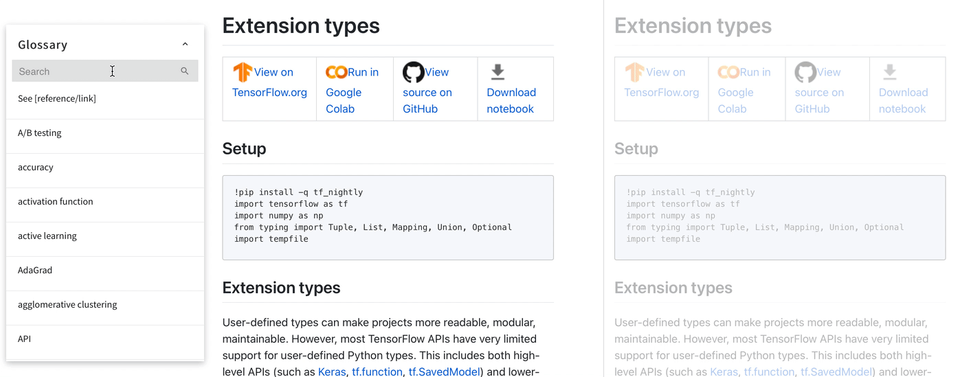 Using a glossary in the editor