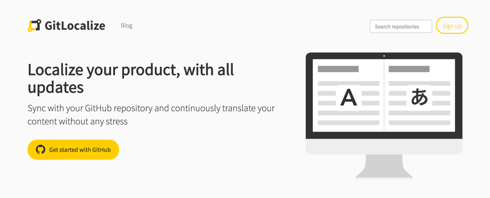 The GitLocalize home page
