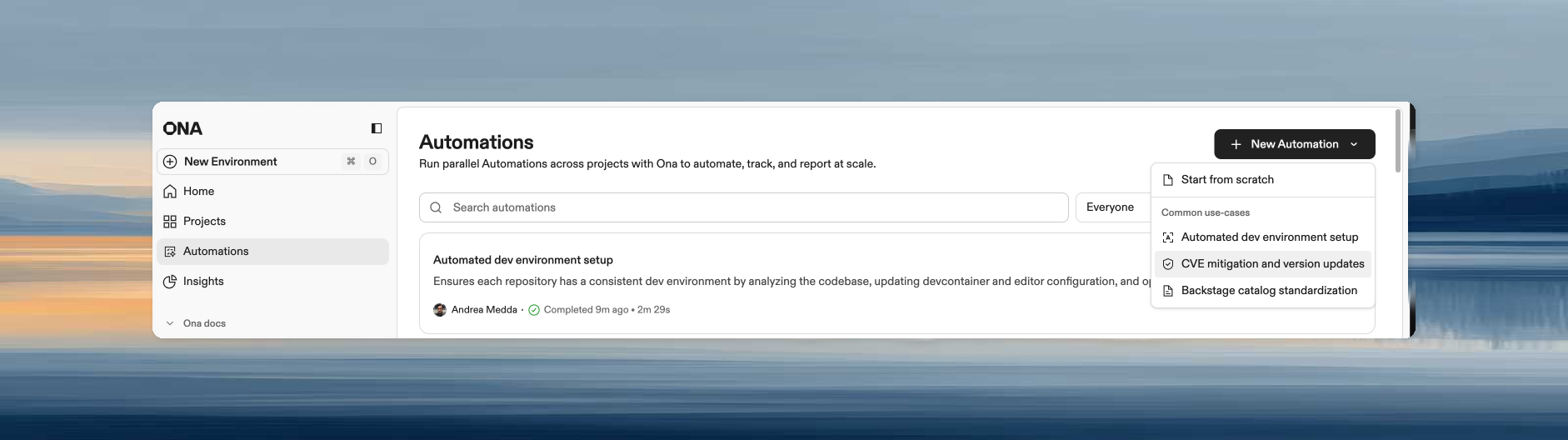 New Automation dialog showing start options