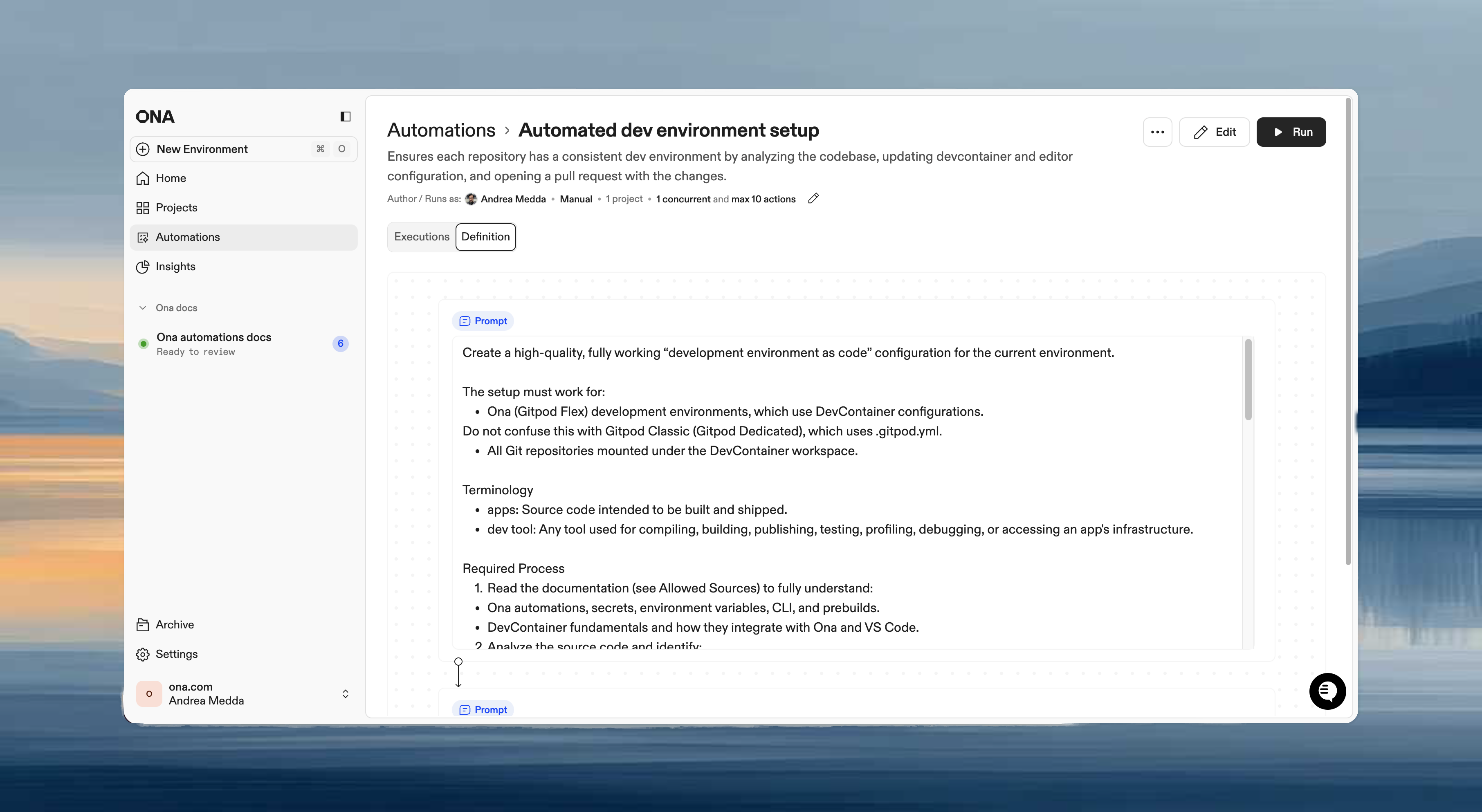 Create your first Automation - Ona Documentation