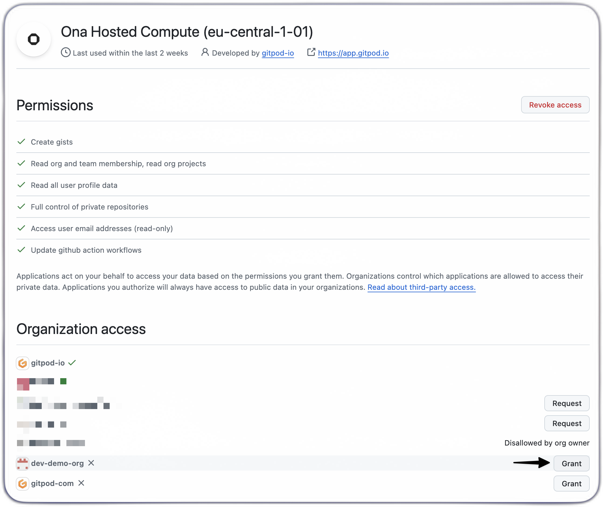 OAuth app organization permissions