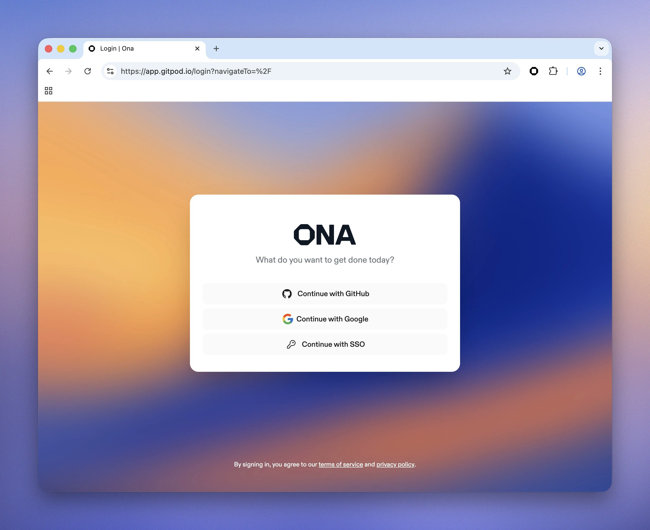 Login page