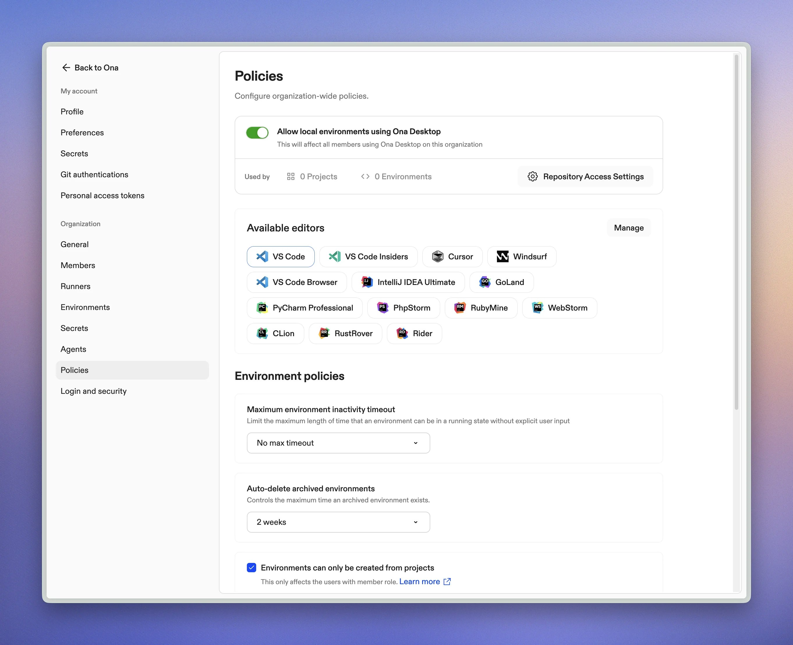 Organization Policies