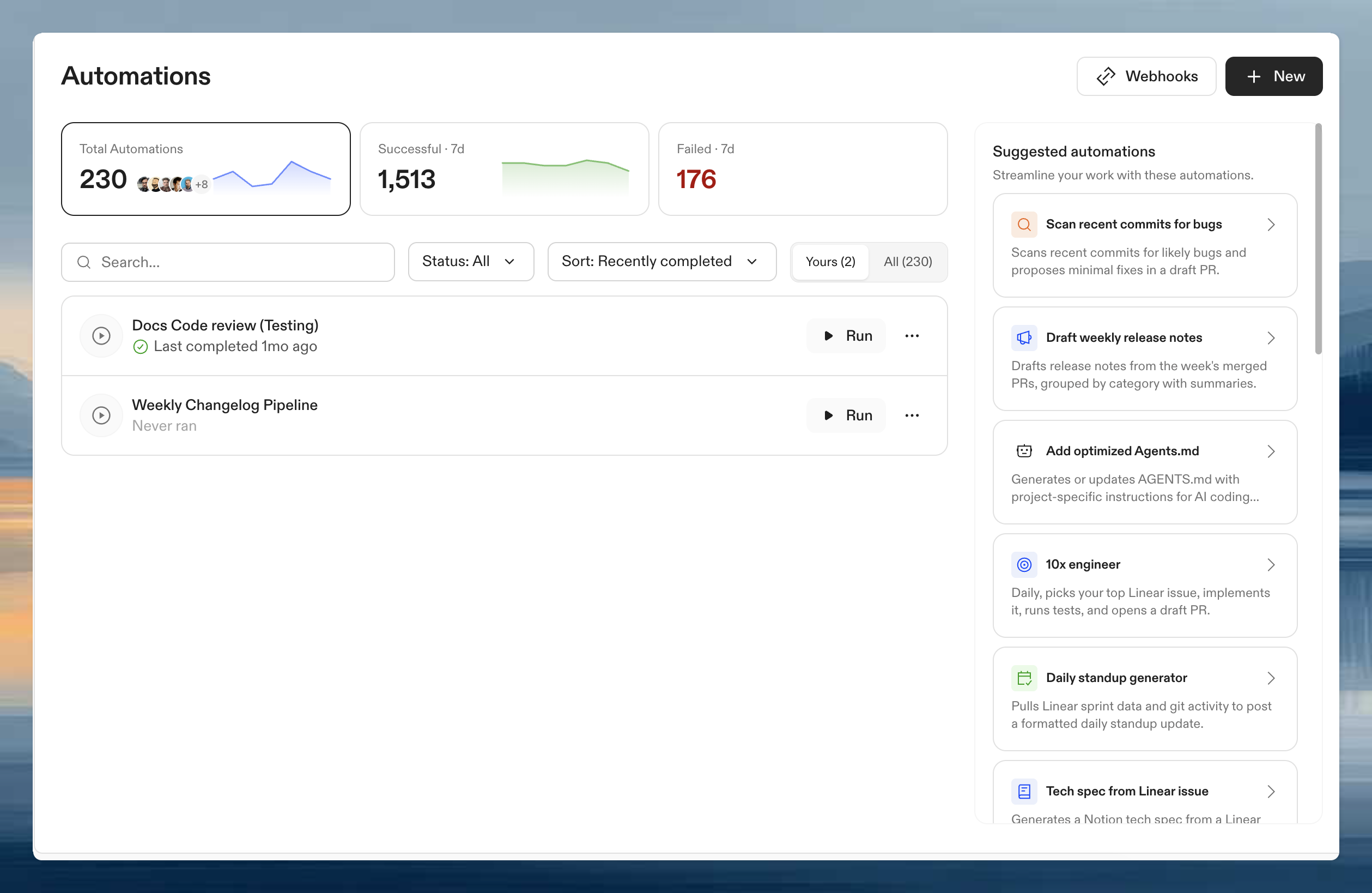 Background automations - Ona Documentation