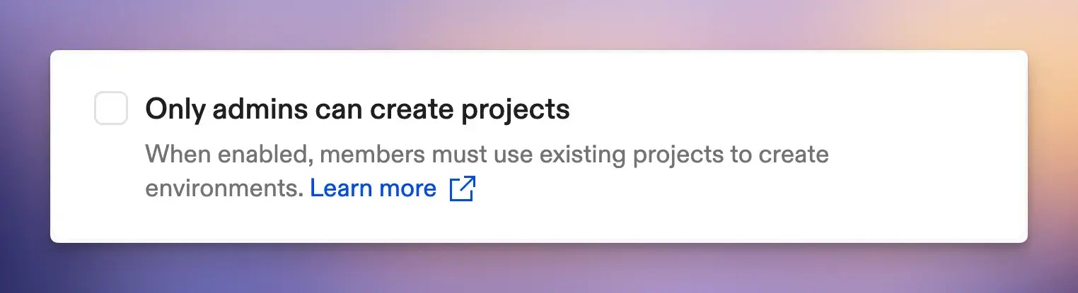 Project creation restrictions