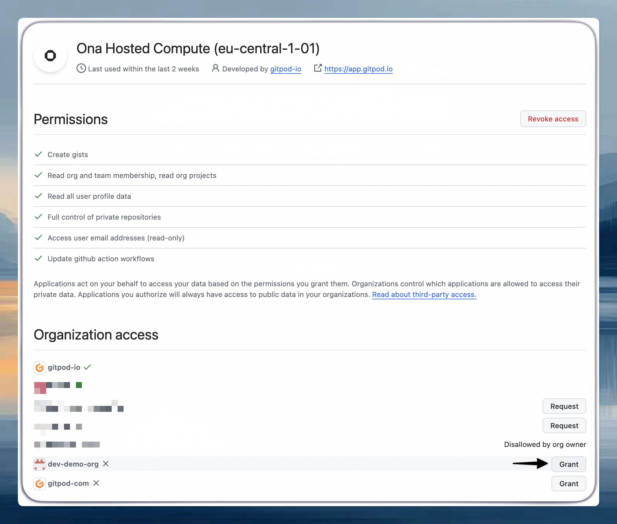 OAuth app organization permissions