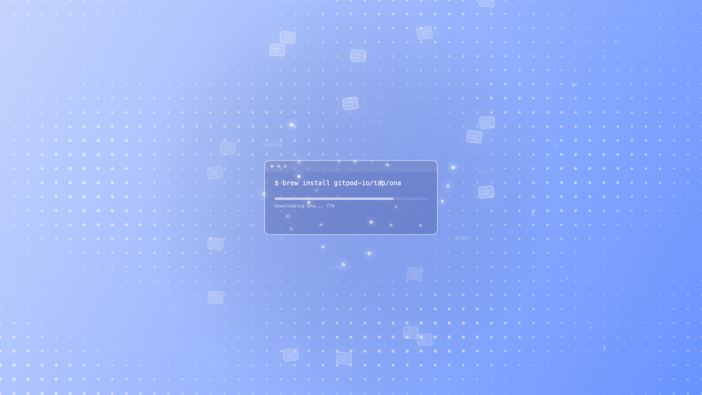 Terminal showing brew install gitpod-io/tap/ona