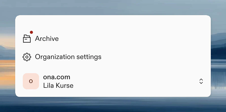 Sidebar showing Archive button with badge indicator