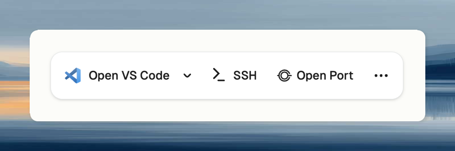 Environment action bar showing Open in VS Code button