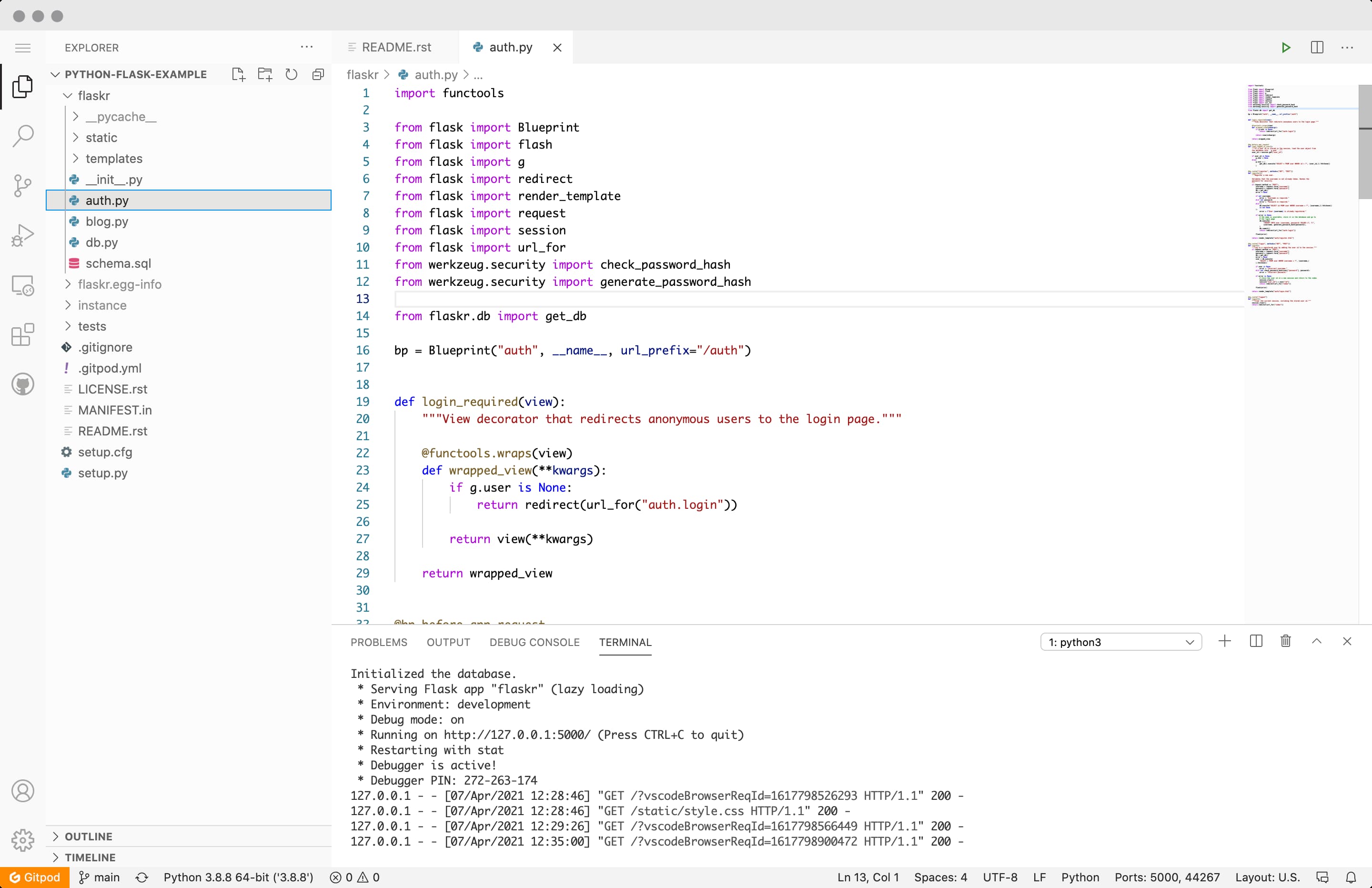 VS Code Browser - Gitpod Classic