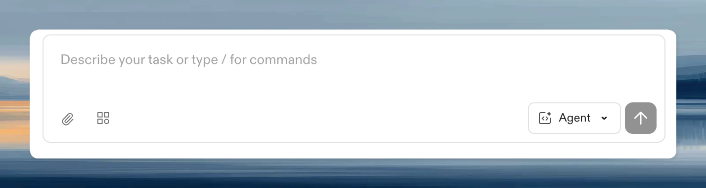 Prompt input bar showing the paperclip attach button