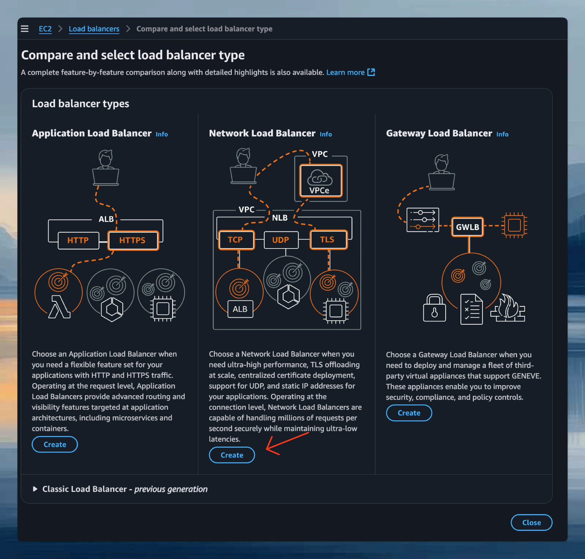 Choose Load Balancer Type