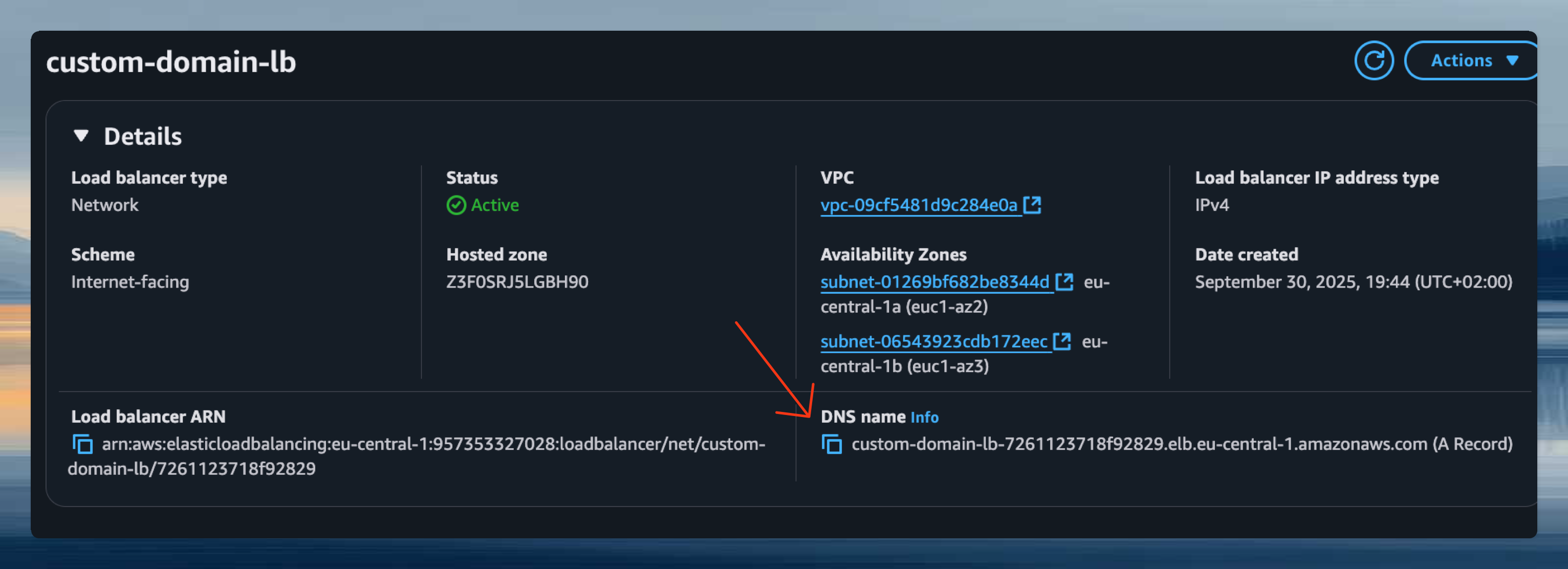 Load Balancer DNS Name
