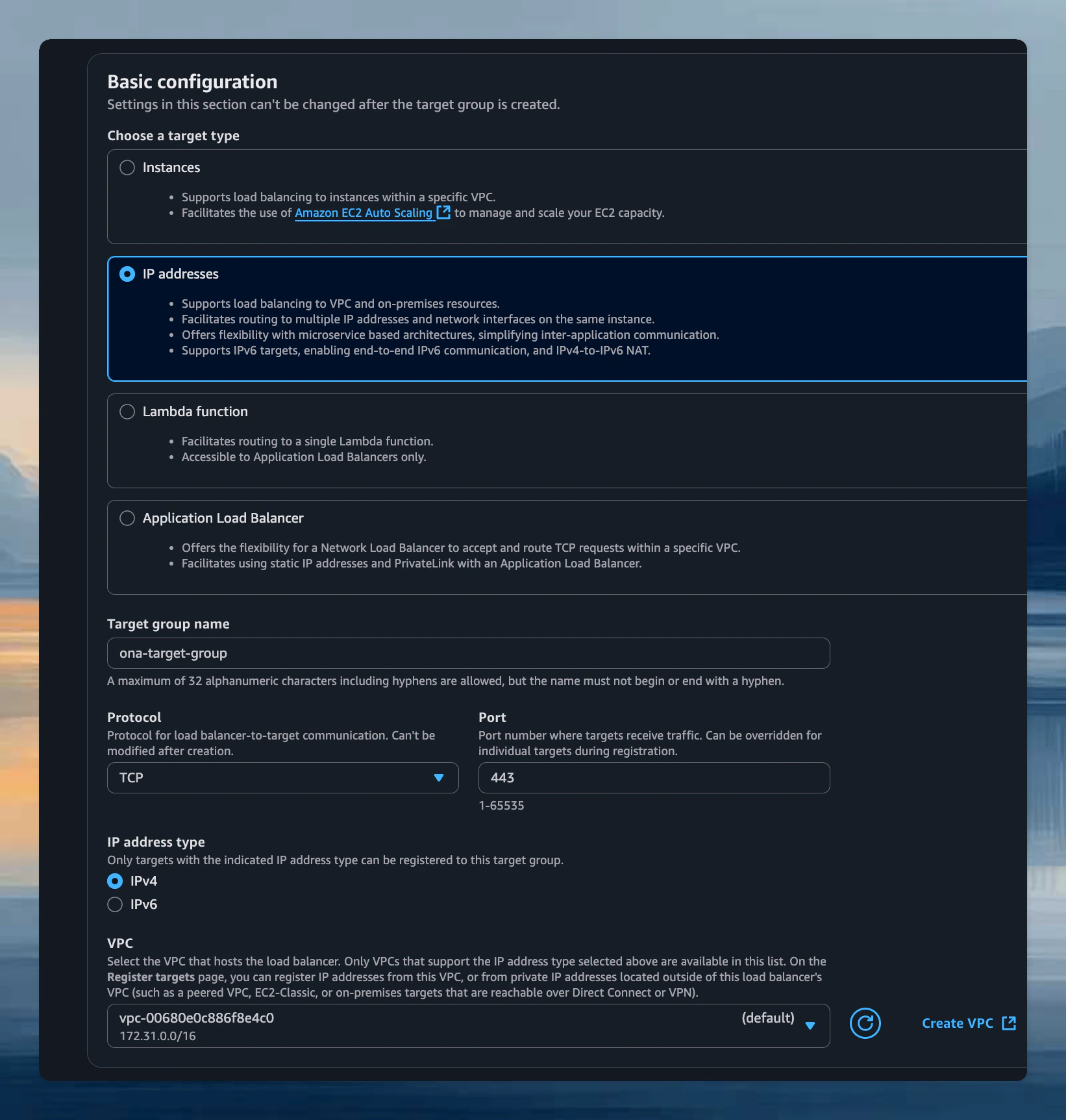 Target Group Configuration