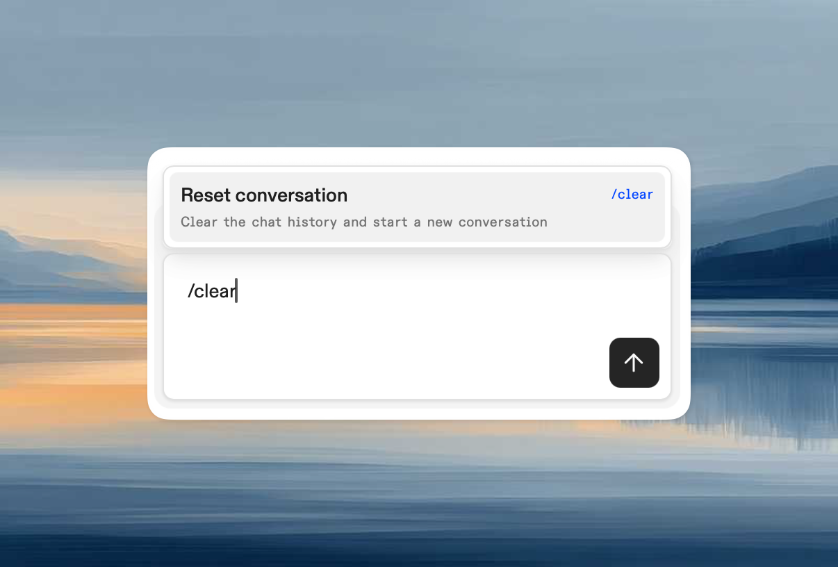 The /clear command interface for resetting conversation