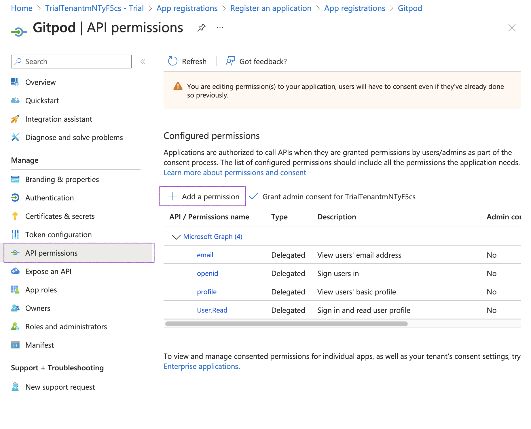 Add a permission