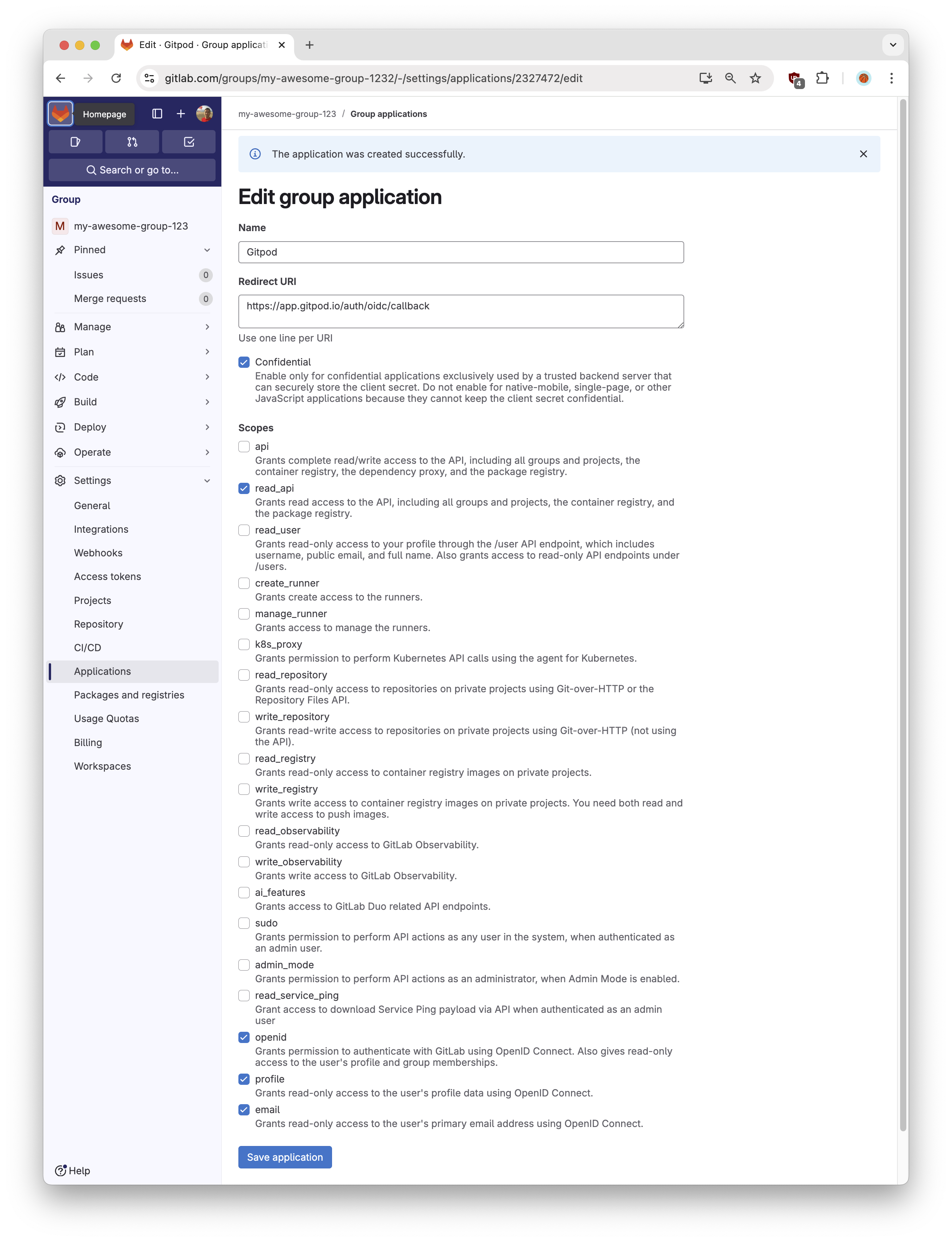 GitLab - Application scopes
