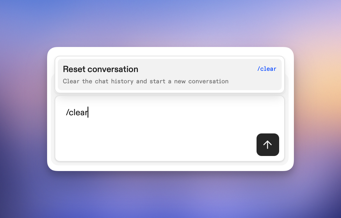 The /clear command interface for resetting conversation