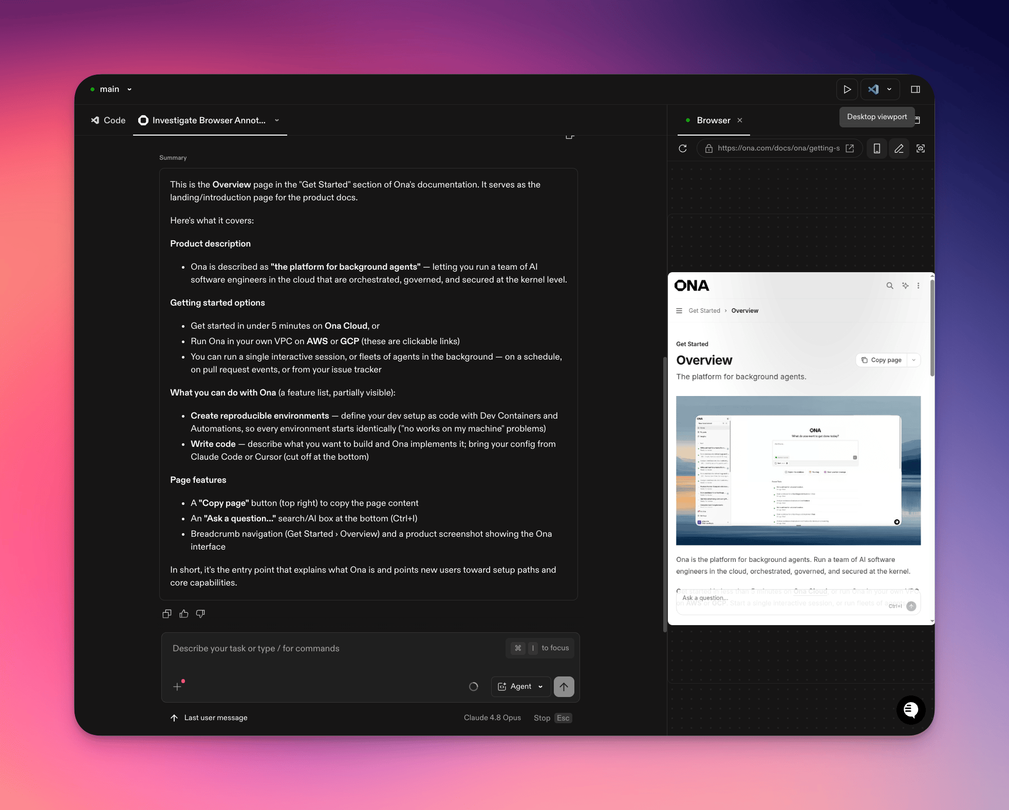 Browser tab switched to mobile viewport mode