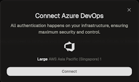 Authorization dialog with Connect button to authenticate with Azure DevOps via Entra ID