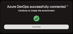 Success confirmation showing Azure DevOps is now connected to your account