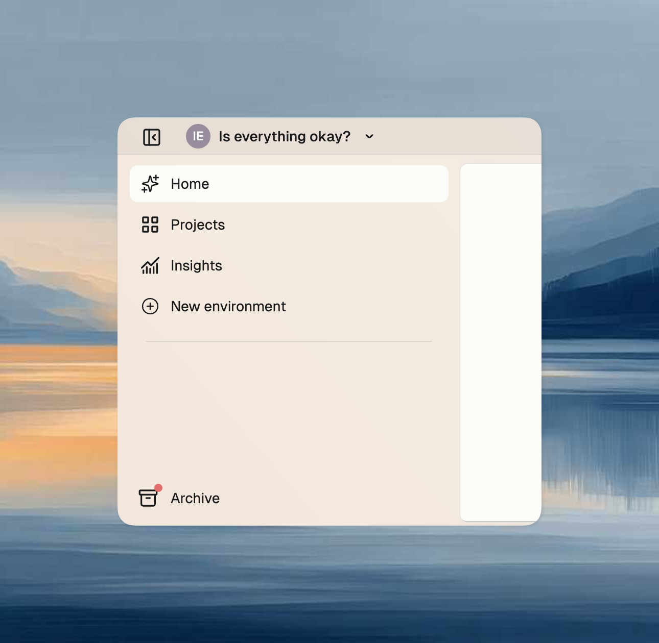 Archive button with badge indicator