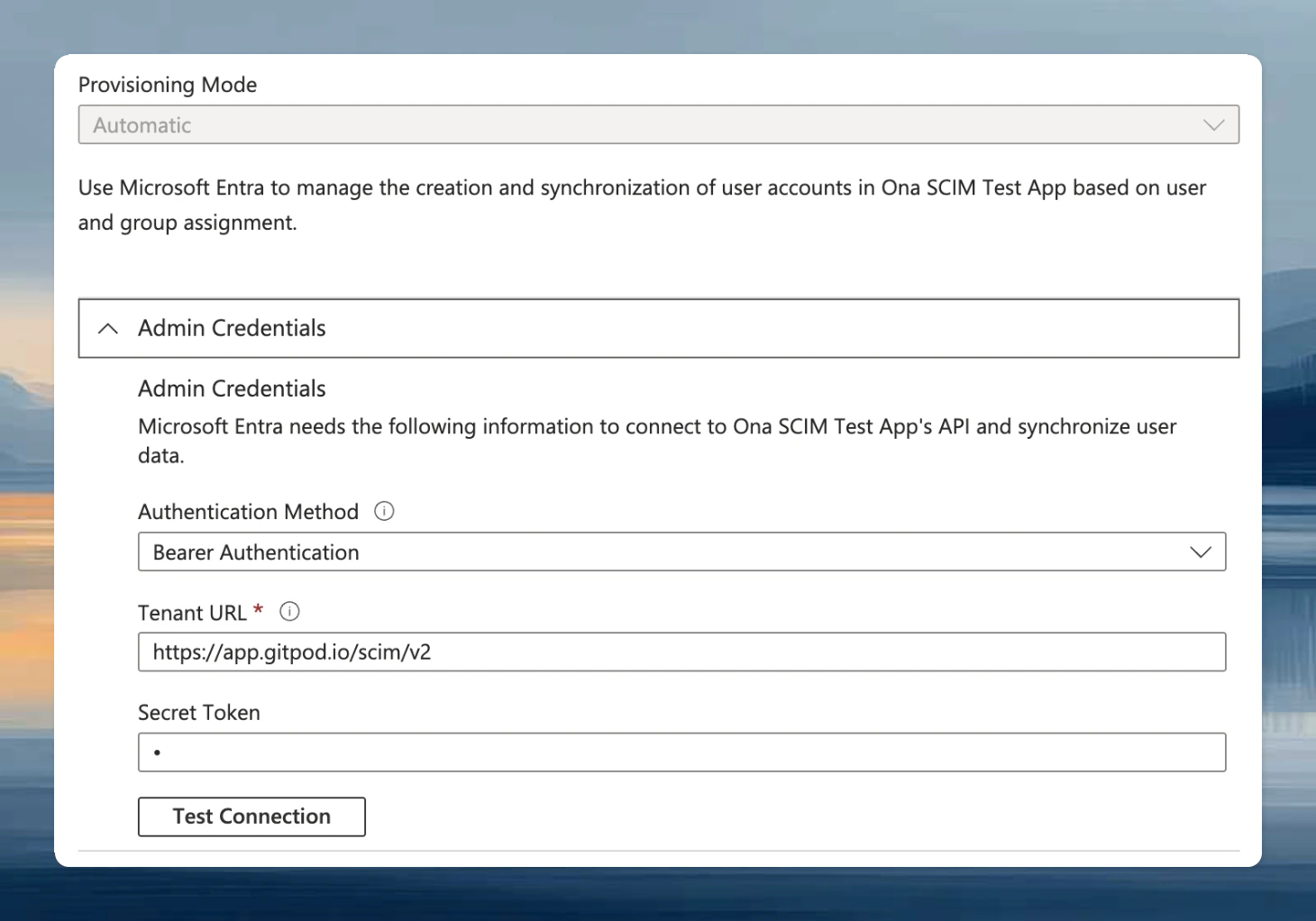 Entra provisioning configuration
