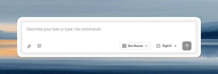Prompt input bar showing the paperclip attach button