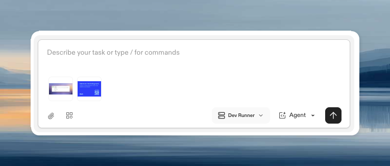 Prompt input showing attached image thumbnails with remove buttons