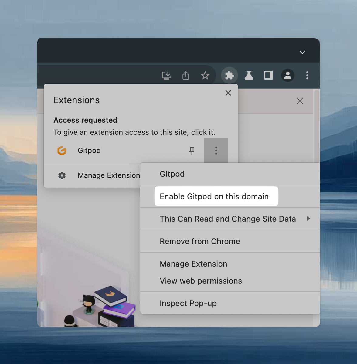Context menu in Chrome