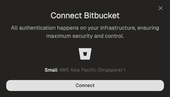 Authorization dialog with Connect button to authenticate with Bitbucket OAuth