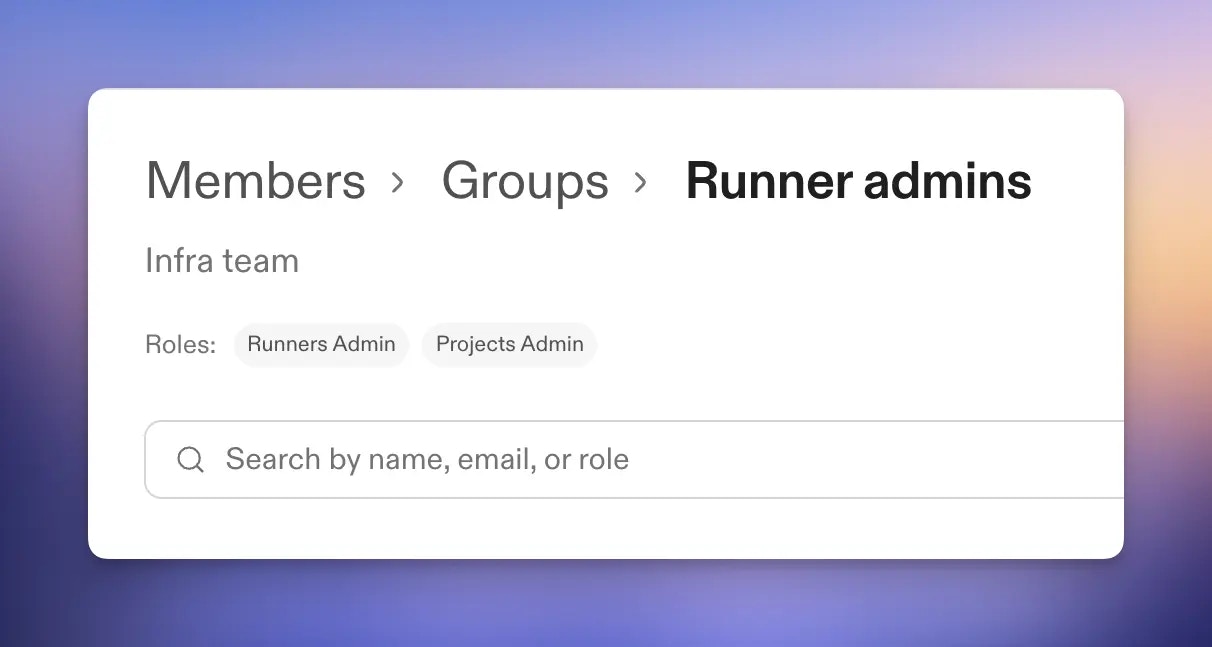 Groups table showing organization role checkbox columns