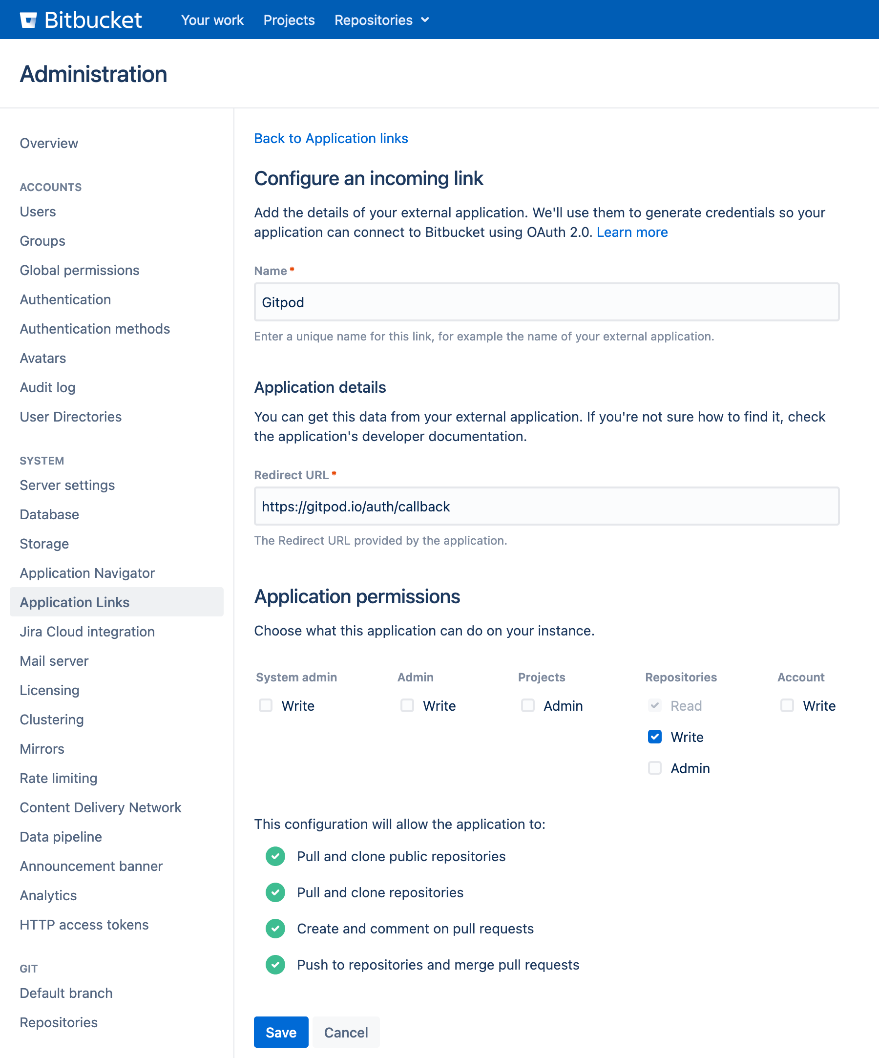 Bitbucket Server integration - Gitpod Classic