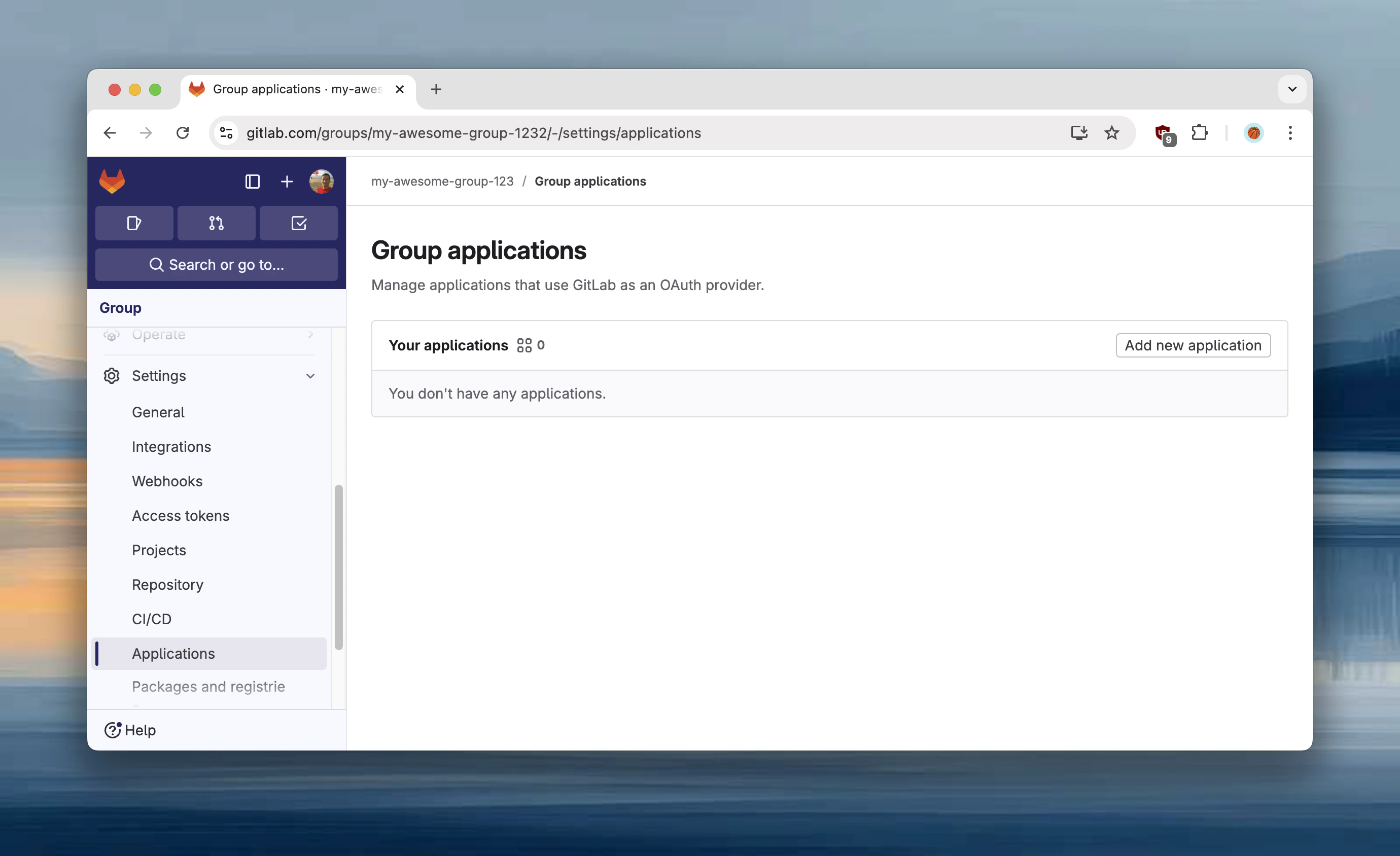 GitLab - Add new application