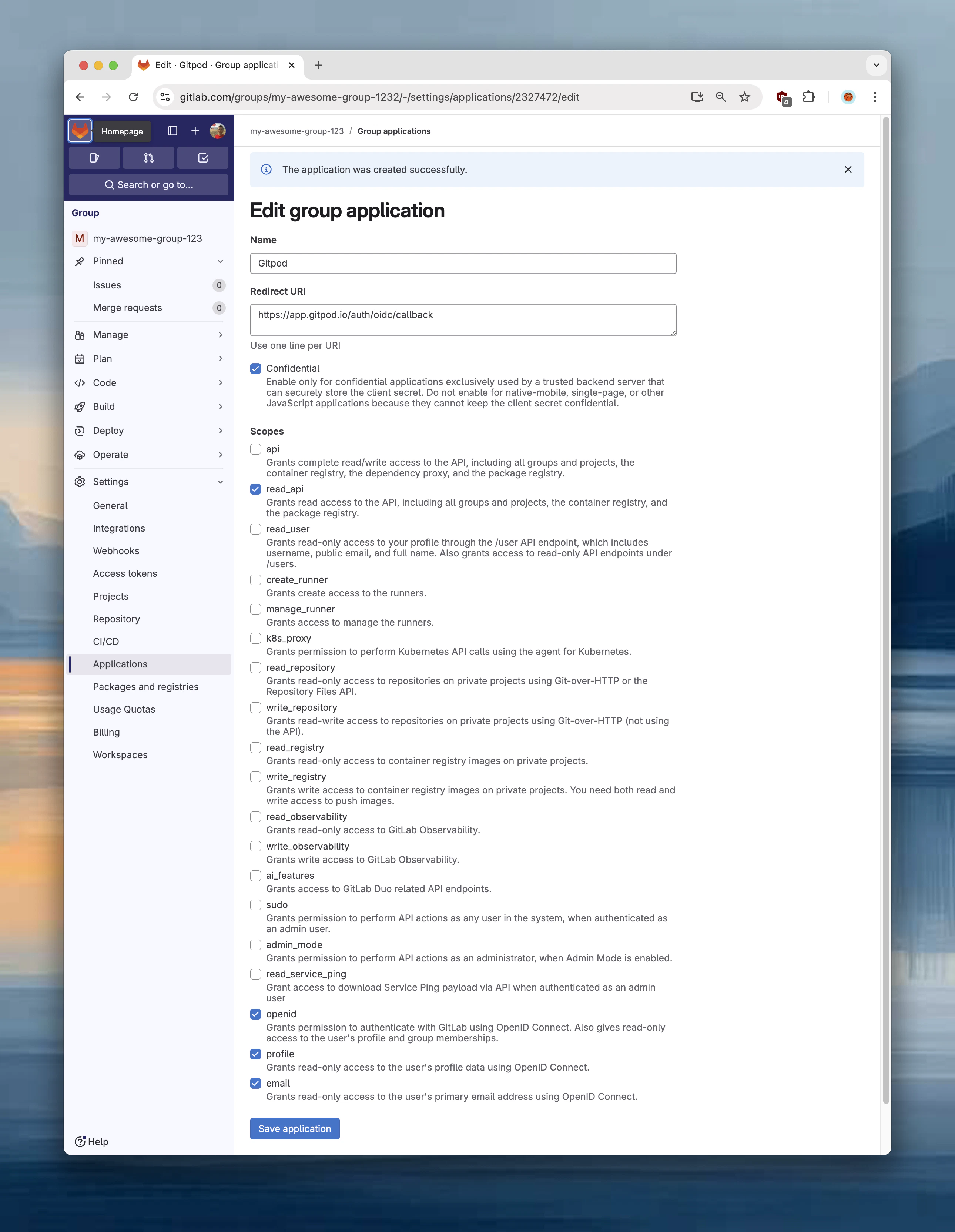 GitLab - Application scopes