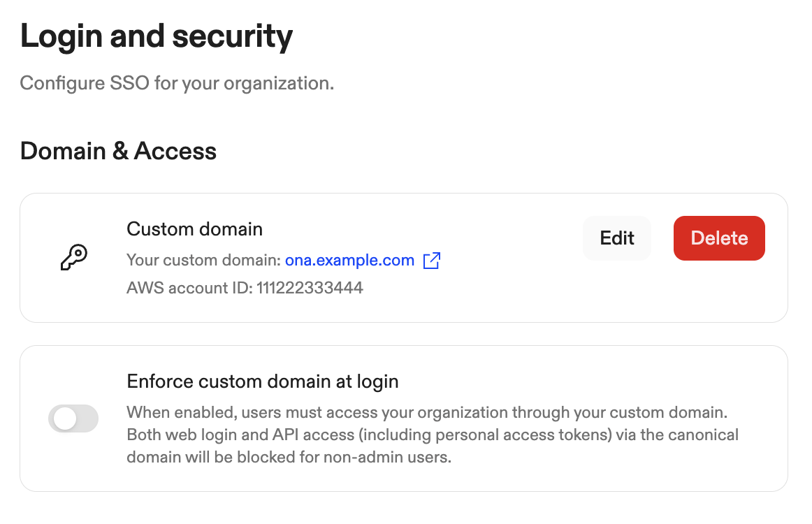 Custom domain settings