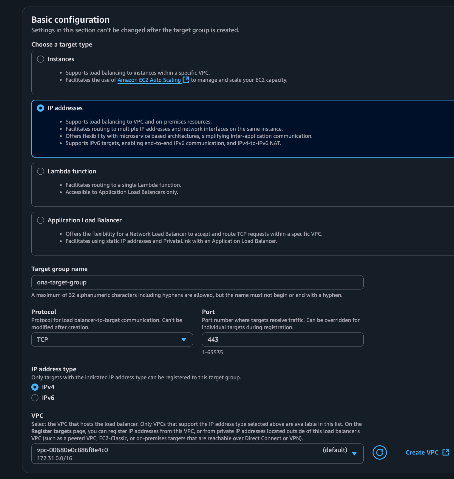 Target Group Configuration