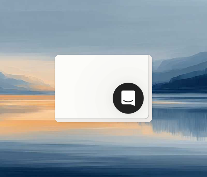 Support chat bubble in the bottom right corner for reporting issues