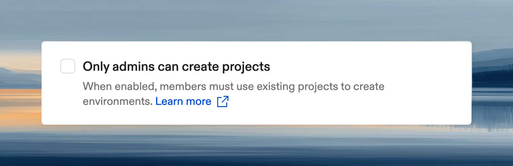 Project creation restrictions