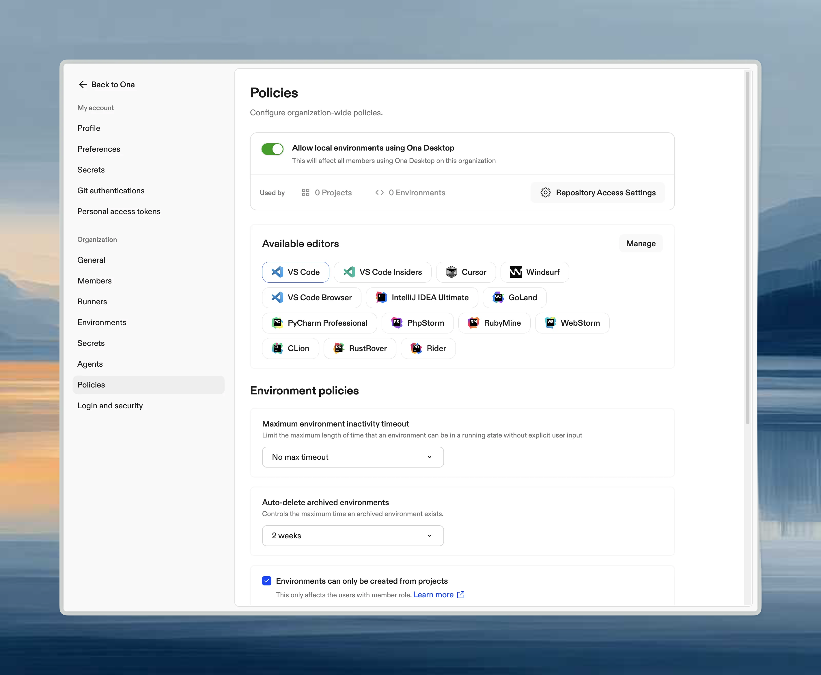 Organization Policies