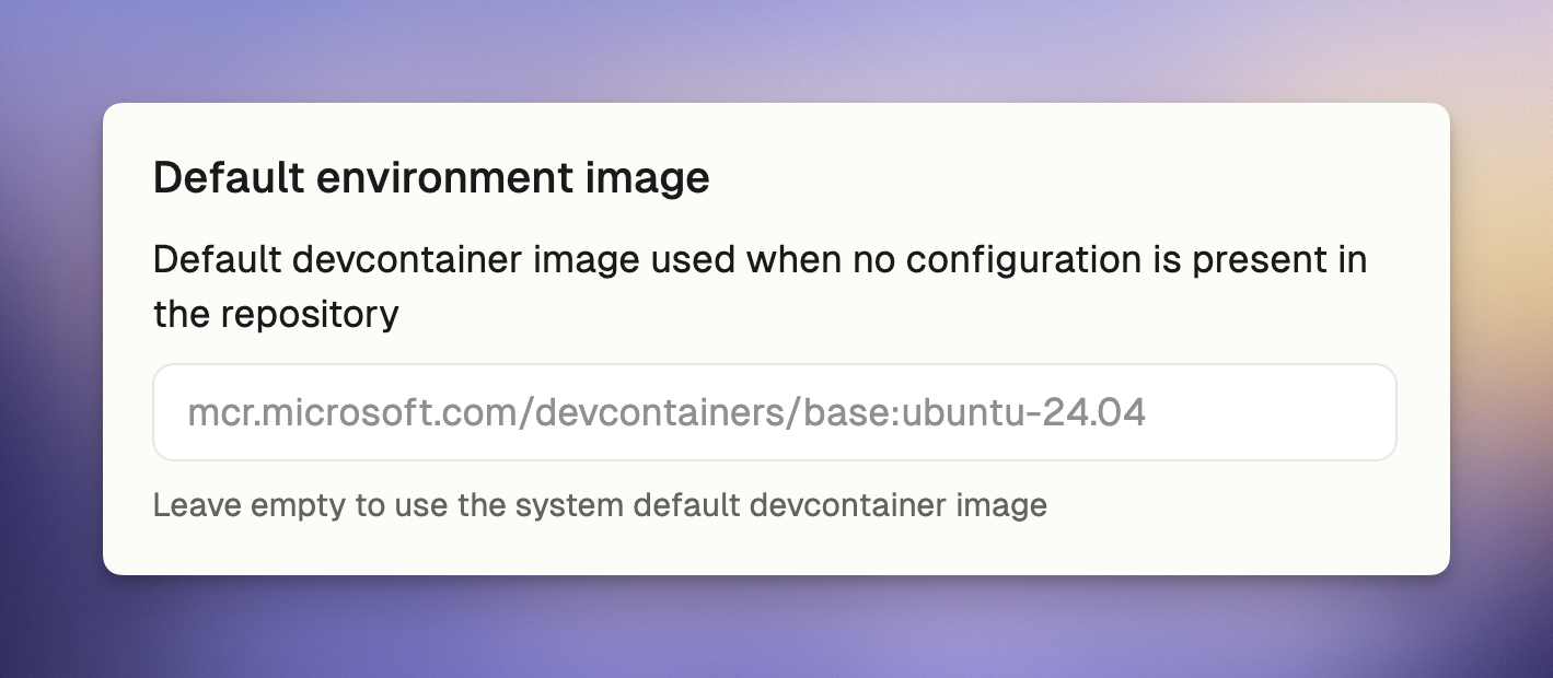 Set default devcontainer image