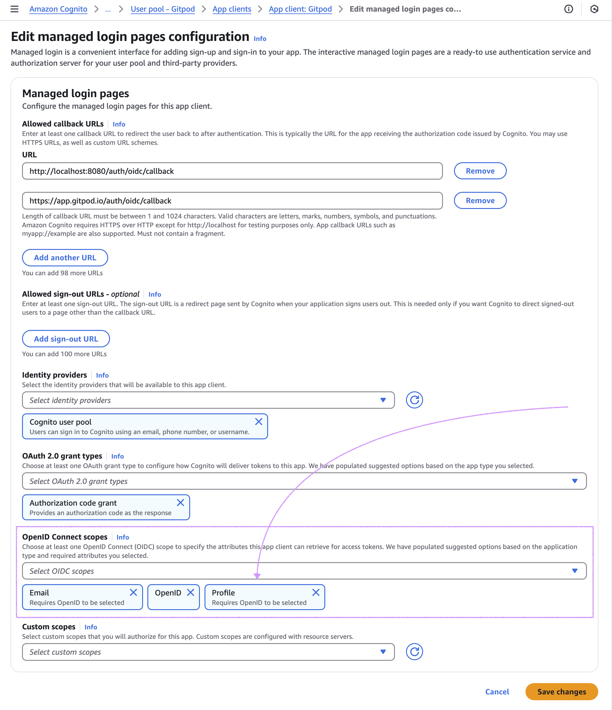 Amazon Cognito - Scopes