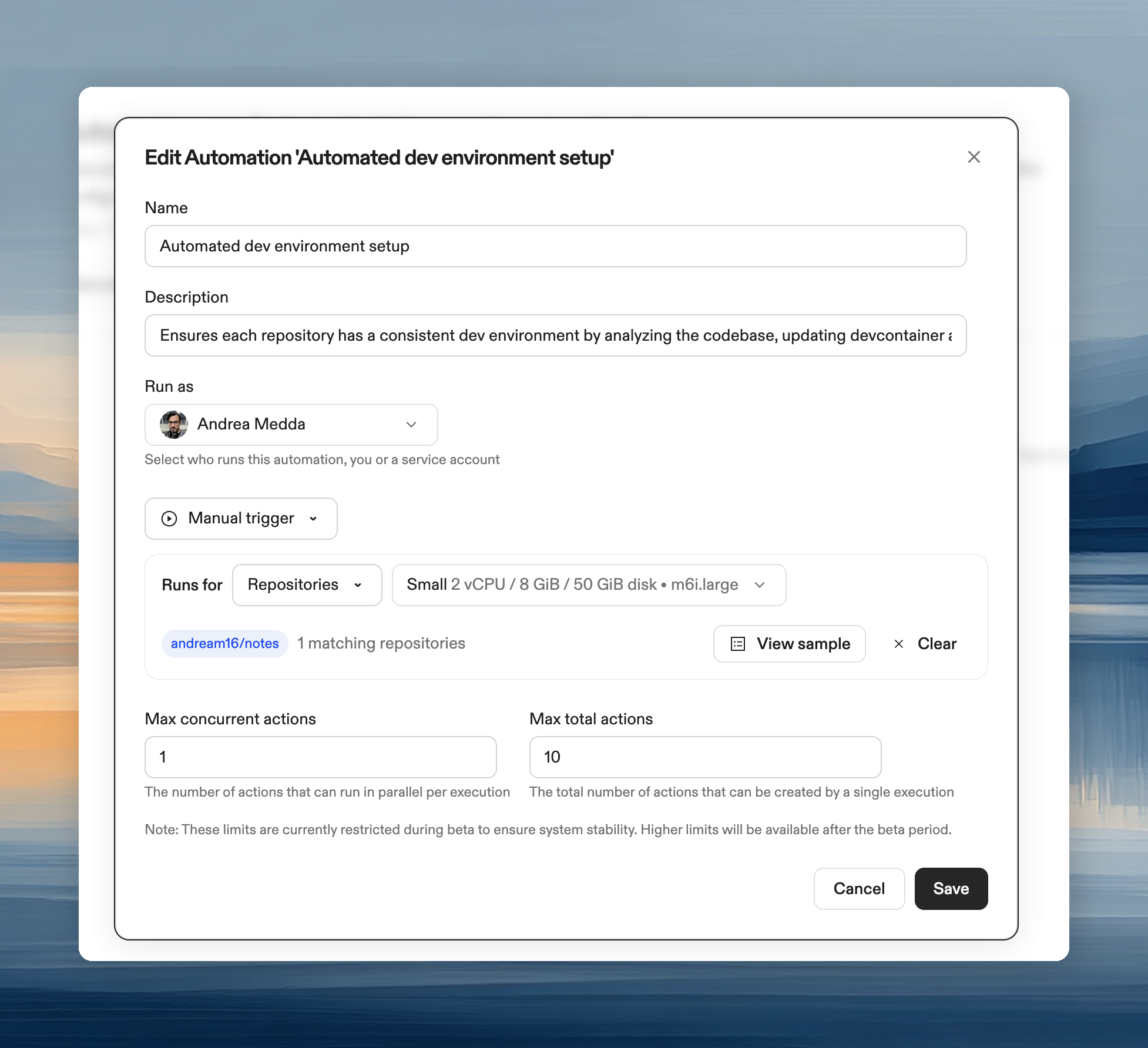 Manual trigger with repository search