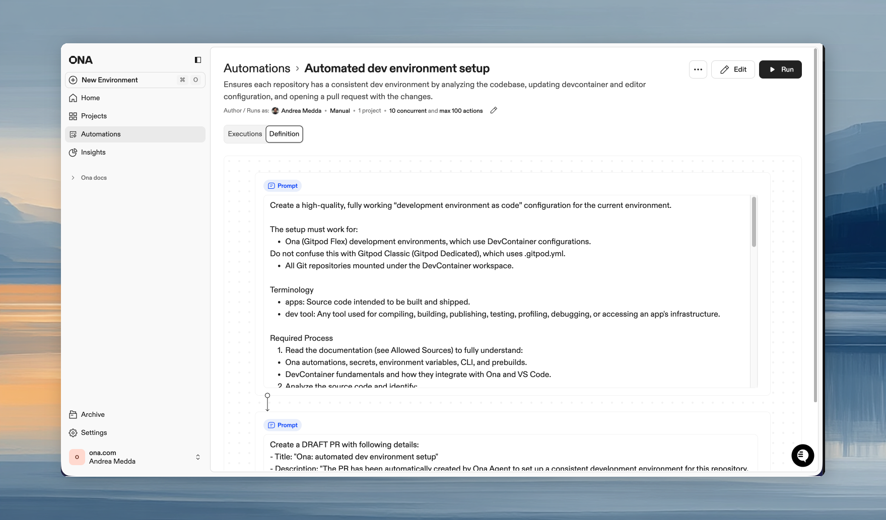Automation configuration interface
